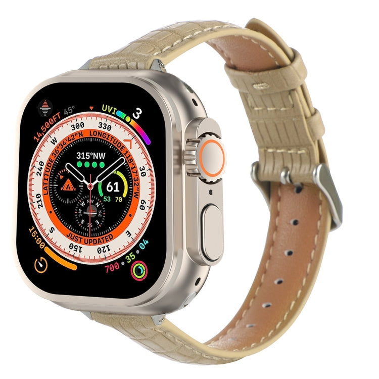 Cinturino sottile in pelle di coccodrillo, For Apple Watch Series 9 45mm, For Apple Watch Series 9 41mm, For Apple Watch Ultra 49mm