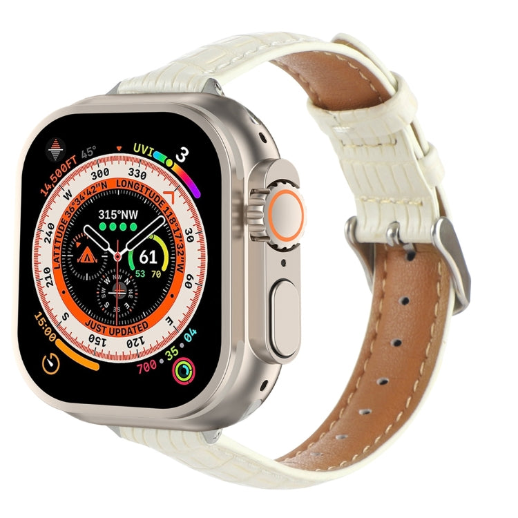 Cinturino sottile in pelle di coccodrillo, For Apple Watch Series 9 45mm, For Apple Watch Series 9 41mm, For Apple Watch Ultra 49mm