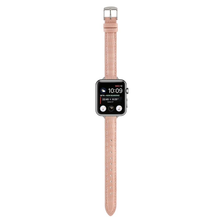 Cinturino sottile in pelle di coccodrillo, For Apple Watch SE 2022 44mm, For Apple Watch Series 7 41mm, For Apple Watch Series 7 45mm