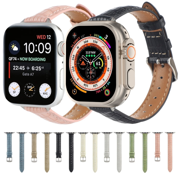 Cinturino sottile in pelle di coccodrillo, For Apple Watch Series 8 41mm, For Apple Watch Series 8 45mm, For Apple Watch SE 2022 40mm