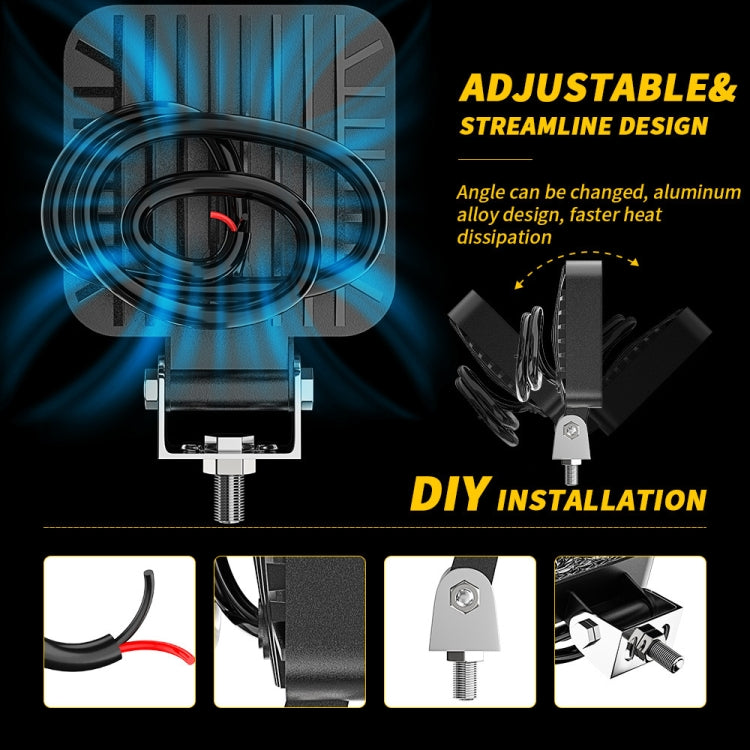 Luce ausiliaria di ingegneria LED per auto da 9-30 V 12 W 6000 K da 2,5 pollici, 9-30V 12W