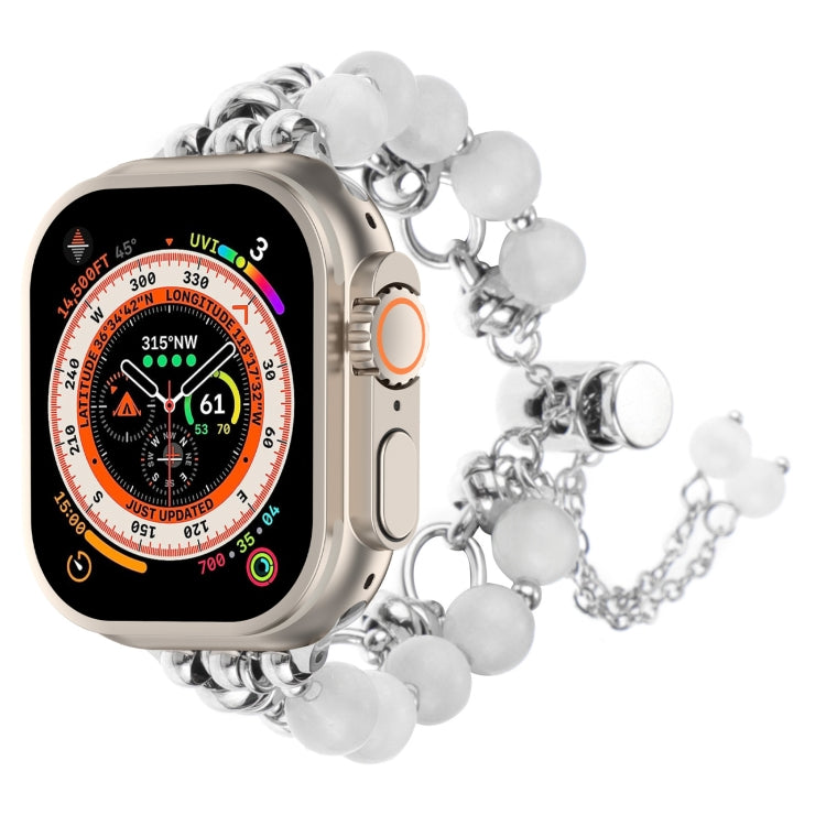 Cinturino per orologio con bracciale in metallo con catena di perle, For Apple Watch SE 2023 44mm, For Apple Watch SE 2023 40mm, For Apple Watch Ultra 2 49mm, For Apple Watch Series 9 45mm, For Apple Watch Series 9 41mm, For Apple Watch Ultra 49mm     ...