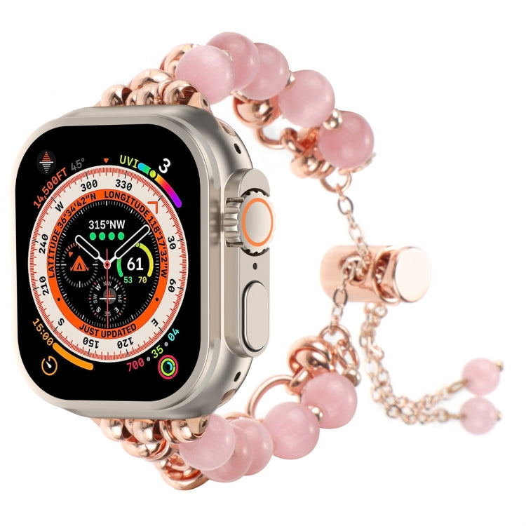 Cinturino per orologio con bracciale in metallo con catena di perle, For Apple Watch SE 2023 44mm, For Apple Watch SE 2023 40mm, For Apple Watch Ultra 2 49mm, For Apple Watch Series 9 45mm, For Apple Watch Series 9 41mm, For Apple Watch Ultra 49mm     ...