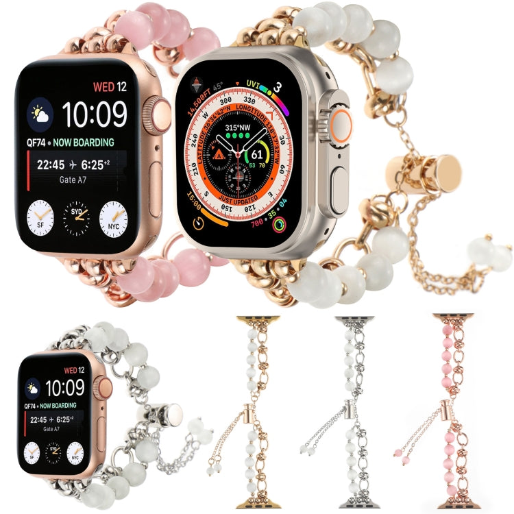 Cinturino per orologio con bracciale in metallo con catena di perle, For Apple Watch SE 2023 44mm, For Apple Watch SE 2023 40mm, For Apple Watch Ultra 2 49mm, For Apple Watch Series 9 45mm, For Apple Watch Series 9 41mm, For Apple Watch Ultra 49mm     ...