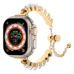 Cinturino per orologio in metallo con bracciale di perle, For Apple Watch SE 2023 44mm, For Apple Watch SE 2023 40mm, For Apple Watch Ultra 2 49mm, For Apple Watch Series 9 45mm, For Apple Watch Series 9 41mm, For Apple Watch Ultra 49mm