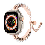 Cinturino per orologio in metallo con bracciale di perle, For Apple Watch SE 2023 44mm, For Apple Watch SE 2023 40mm, For Apple Watch Ultra 2 49mm, For Apple Watch Series 9 45mm, For Apple Watch Series 9 41mm, For Apple Watch Ultra 49mm