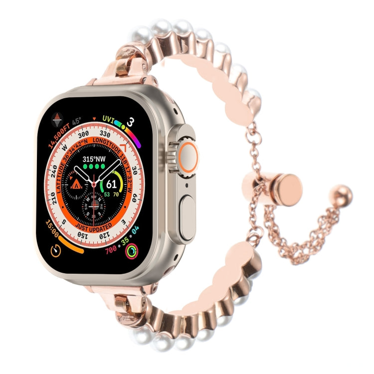 Cinturino per orologio in metallo con bracciale di perle, For Apple Watch SE 2023 44mm, For Apple Watch SE 2023 40mm, For Apple Watch Ultra 2 49mm, For Apple Watch Series 9 45mm, For Apple Watch Series 9 41mm, For Apple Watch Ultra 49mm