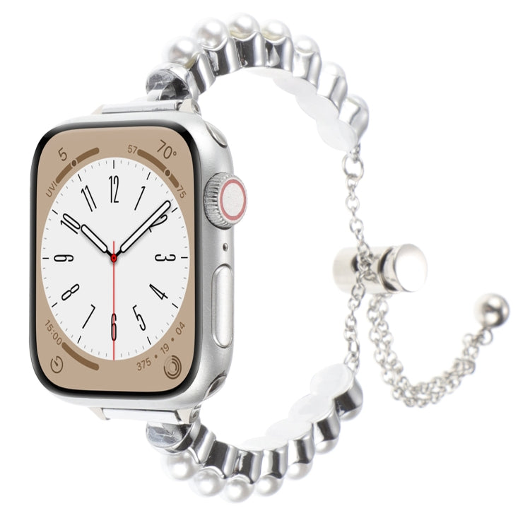 Cinturino per orologio in metallo con bracciale di perle, For Apple Watch SE 40mm, For Apple Watch SE 44mm, For Apple Watch Series 6 40mm, For Apple Watch Series 6 44mm, For Apple Watch Series 5 44mm, For Apple Watch Series 5 40mm