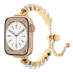 Cinturino per orologio in metallo con bracciale di perle, For Apple Watch SE 40mm, For Apple Watch SE 44mm, For Apple Watch Series 6 40mm, For Apple Watch Series 6 44mm, For Apple Watch Series 5 44mm, For Apple Watch Series 5 40mm