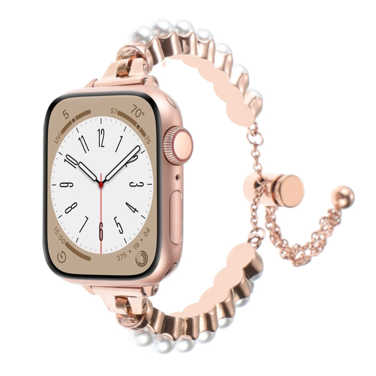 Cinturino per orologio in metallo con bracciale di perle, For Apple Watch SE 40mm, For Apple Watch SE 44mm, For Apple Watch Series 6 40mm, For Apple Watch Series 6 44mm, For Apple Watch Series 5 44mm, For Apple Watch Series 5 40mm