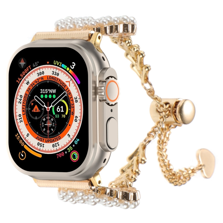 Cinturino per orologio in metallo con catena in lega di zinco rotonda perlata, For Apple Watch SE 2023 44mm, For Apple Watch SE 2023 40mm, For Apple Watch Ultra 2 49mm, For Apple Watch Series 9 45mm, For Apple Watch Series 9 41mm                       ...