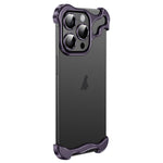 Custodia per telefono con cuscinetto angolare in metallo senza cornice con pellicola per lenti, For iPhone 15 Pro Max, For iPhone 15 Pro, For iPhone 15 Plus, For iPhone 15