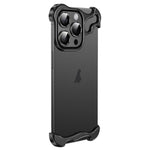 Custodia per telefono con cuscinetto angolare in metallo senza cornice con pellicola per lenti, For iPhone 15 Pro Max, For iPhone 15 Pro, For iPhone 15 Plus, For iPhone 15