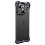 Custodia per telefono con cuscinetto angolare in metallo senza cornice con pellicola per lenti, For iPhone 15 Pro Max, For iPhone 15 Pro, For iPhone 15 Plus, For iPhone 15