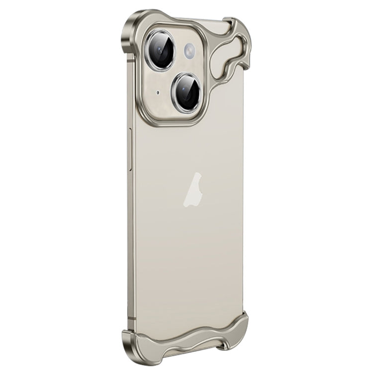 Custodia per telefono con cuscinetto angolare in metallo senza cornice con pellicola per lenti, For iPhone 15 Pro Max, For iPhone 15 Pro, For iPhone 15 Plus, For iPhone 15