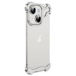 Custodia per telefono con cuscinetto angolare in metallo senza cornice con pellicola per lenti, For iPhone 14 Plus, For iPhone 14, For iPhone 14 Pro, For iPhone 14 Pro Max