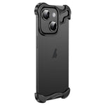 Custodia per telefono con cuscinetto angolare in metallo senza cornice con pellicola per lenti, For iPhone 14 Plus, For iPhone 14, For iPhone 14 Pro, For iPhone 14 Pro Max