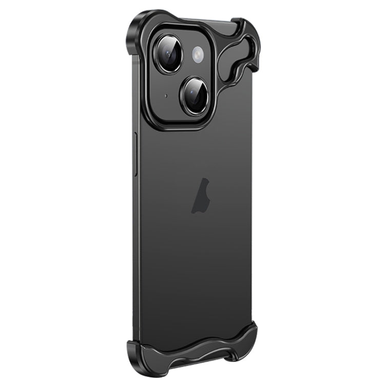 Custodia per telefono con cuscinetto angolare in metallo senza cornice con pellicola per lenti, For iPhone 14 Plus, For iPhone 14, For iPhone 14 Pro, For iPhone 14 Pro Max