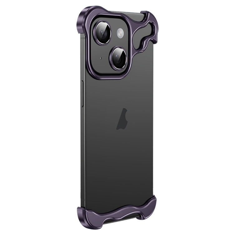 Custodia per telefono con cuscinetto angolare in metallo senza cornice con pellicola per lenti, For iPhone 14 Plus, For iPhone 14, For iPhone 14 Pro, For iPhone 14 Pro Max
