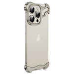 Custodia per telefono con cuscinetto angolare in metallo senza cornice con pellicola per lenti, For iPhone 14 Plus, For iPhone 14, For iPhone 14 Pro, For iPhone 14 Pro Max