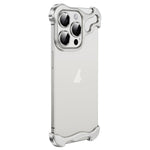 Custodia per telefono con cuscinetto angolare in metallo senza cornice con pellicola per lenti, For iPhone 14 Plus, For iPhone 14, For iPhone 14 Pro, For iPhone 14 Pro Max