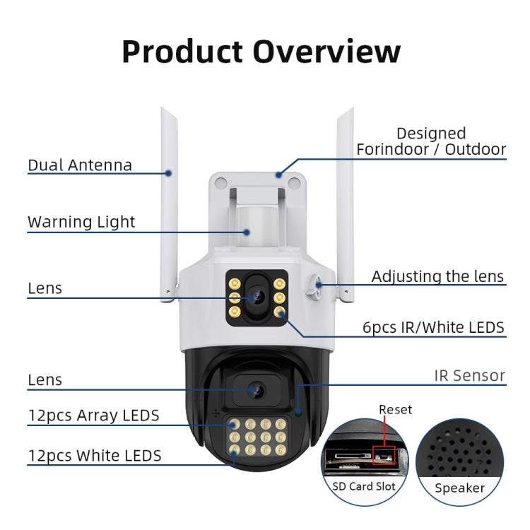 Telecamera IP WiFi con visione notturna e rilevamento movimento