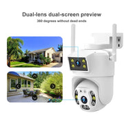 QX106 Telecamera di sorveglianza WiFi a doppio obiettivo impermeabile da 2 MP per esterni, QX106
