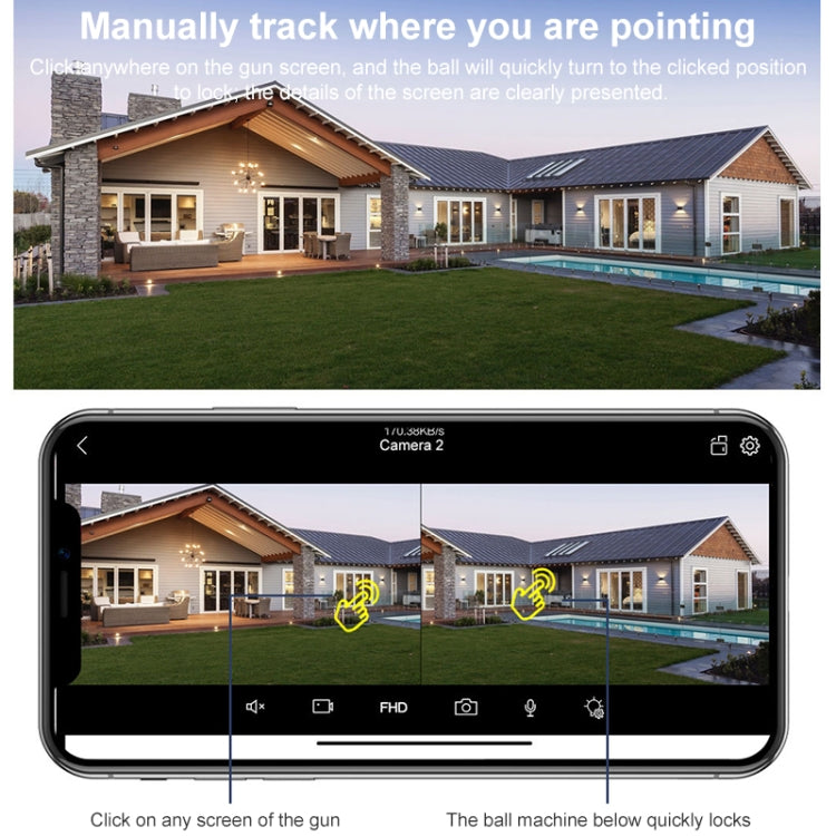 La tripla fotocamera WiFi QX102 da 3 MP supporta l'interfono vocale bidirezionale e la visione notturna a infrarossi, QX102