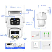 La tripla fotocamera WiFi QX102 da 3 MP supporta l'interfono vocale bidirezionale e la visione notturna a infrarossi, QX102