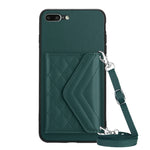 Custodia per telefono RFID con struttura rombica e cordino lungo, For iPhone XS / X, For iPhone XR, For iPhone XS Max, For iPhone 8 Plus / 7 Plus