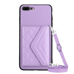 Custodia per telefono RFID con struttura rombica e cordino lungo, For iPhone XS / X, For iPhone XR, For iPhone XS Max, For iPhone 8 Plus / 7 Plus