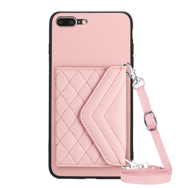 Custodia per telefono RFID con struttura rombica e cordino lungo, For iPhone XS / X, For iPhone XR, For iPhone XS Max, For iPhone 8 Plus / 7 Plus