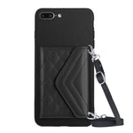 Custodia per telefono RFID con struttura rombica e cordino lungo, For iPhone XS / X, For iPhone XR, For iPhone XS Max, For iPhone 8 Plus / 7 Plus