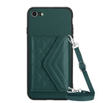 Custodia per telefono RFID con struttura rombica e cordino lungo, For iPhone SE 2022 / SE 2020, For iPhone 13 Pro Max, For iPhone 13 Pro, For iPhone 13