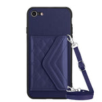 Custodia per telefono RFID con struttura rombica e cordino lungo, For iPhone SE 2022 / SE 2020, For iPhone 13 Pro Max, For iPhone 13 Pro, For iPhone 13