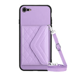 Custodia per telefono RFID con struttura rombica e cordino lungo, For iPhone SE 2022 / SE 2020, For iPhone 13 Pro Max, For iPhone 13 Pro, For iPhone 13