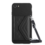Custodia per telefono RFID con struttura rombica e cordino lungo, For iPhone SE 2022 / SE 2020, For iPhone 13 Pro Max, For iPhone 13 Pro, For iPhone 13