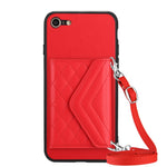 Custodia per telefono RFID con struttura rombica e cordino lungo, For iPhone SE 2022 / SE 2020, For iPhone 13 Pro Max, For iPhone 13 Pro, For iPhone 13