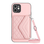 Custodia per telefono RFID con struttura rombica e cordino lungo, For iPhone 13 mini, For iPhone 12, For iPhone 12 Pro Max, For iPhone 12 Pro