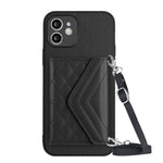 Custodia per telefono RFID con struttura rombica e cordino lungo, For iPhone 13 mini, For iPhone 12, For iPhone 12 Pro Max, For iPhone 12 Pro