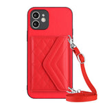 Custodia per telefono RFID con struttura rombica e cordino lungo, For iPhone 13 mini, For iPhone 12, For iPhone 12 Pro Max, For iPhone 12 Pro
