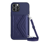 Custodia per telefono RFID con struttura rombica e cordino lungo, For iPhone 13 mini, For iPhone 12, For iPhone 12 Pro Max, For iPhone 12 Pro