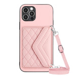 Custodia per telefono RFID con struttura rombica e cordino lungo, For iPhone 13 mini, For iPhone 12, For iPhone 12 Pro Max, For iPhone 12 Pro