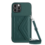 Custodia per telefono RFID con struttura rombica e cordino lungo, For iPhone 13 mini, For iPhone 12, For iPhone 12 Pro Max, For iPhone 12 Pro