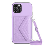 Custodia per telefono RFID con struttura rombica e cordino lungo, For iPhone 13 mini, For iPhone 12, For iPhone 12 Pro Max, For iPhone 12 Pro