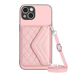 Custodia per telefono RFID con struttura rombica e cordino lungo, For iPhone SE 2022 / SE 2020, For iPhone 13 Pro Max, For iPhone 13 Pro, For iPhone 13