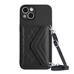 Custodia per telefono RFID con struttura rombica e cordino lungo, For iPhone SE 2022 / SE 2020, For iPhone 13 Pro Max, For iPhone 13 Pro, For iPhone 13