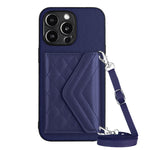 Custodia per telefono RFID con struttura rombica e cordino lungo, For iPhone SE 2022 / SE 2020, For iPhone 13 Pro Max, For iPhone 13 Pro, For iPhone 13