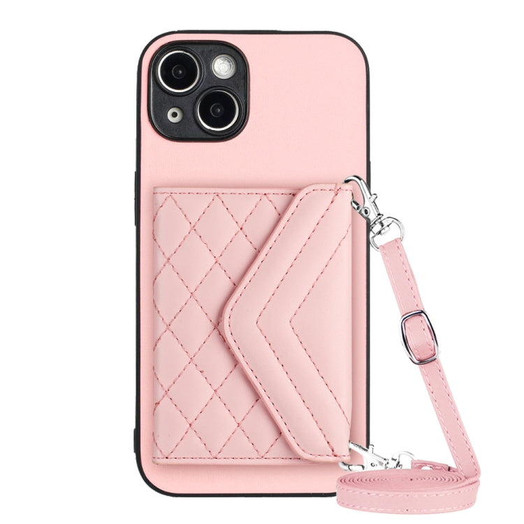 Custodia per telefono RFID con struttura rombica e cordino lungo, For iPhone 14 Plus, For iPhone 14, For iPhone 14 Pro, For iPhone 14 Pro Max