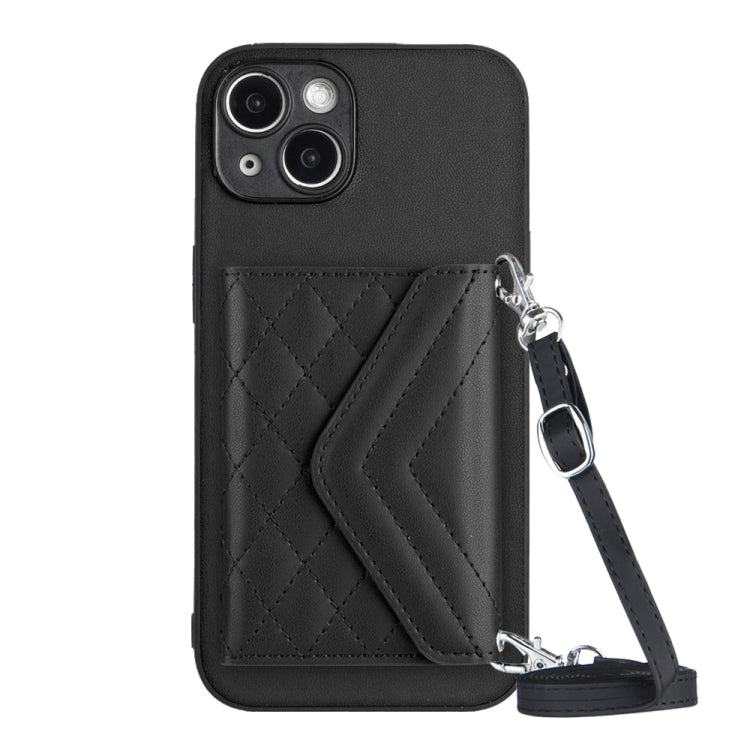 Custodia per telefono RFID con struttura rombica e cordino lungo, For iPhone 14 Plus, For iPhone 14, For iPhone 14 Pro, For iPhone 14 Pro Max